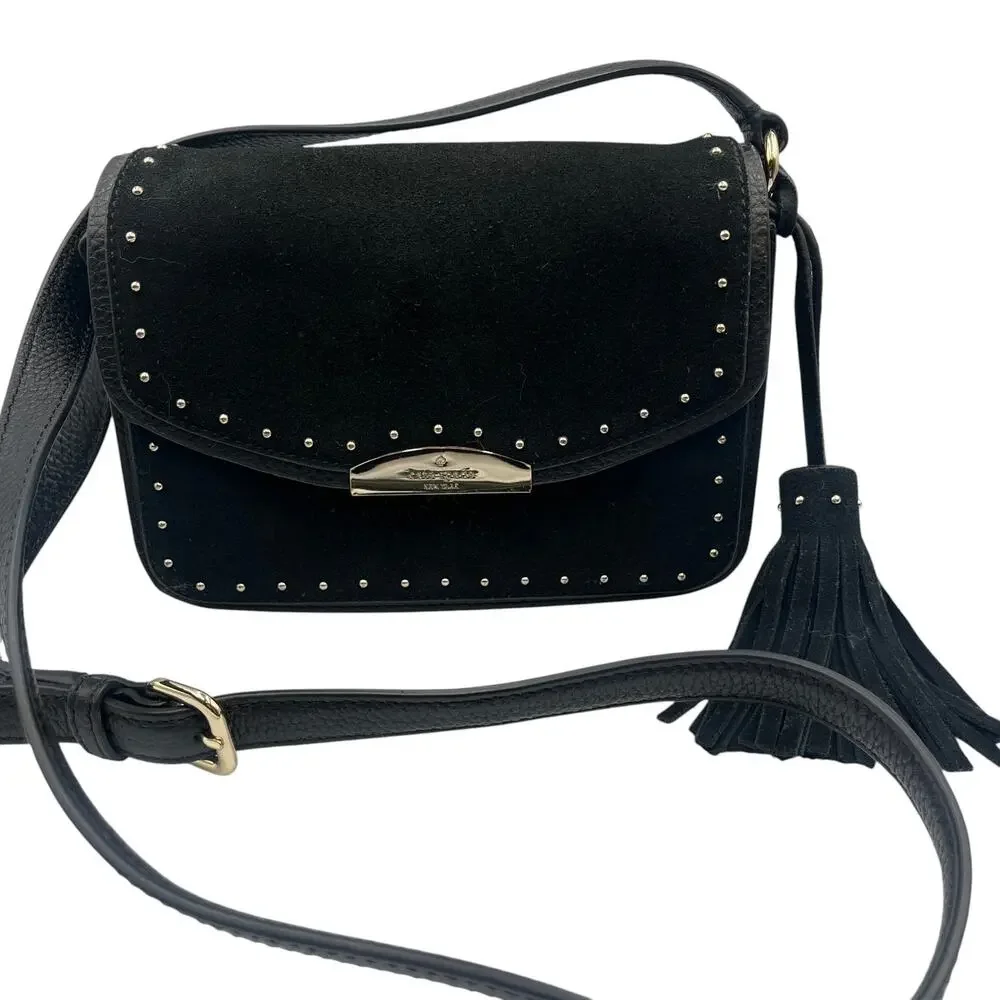 Kate Spade Crossbody Bag West Street Kenway Suede Tassel Charm Black
